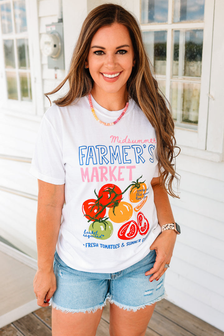 Midsummer Farmer's Market Graphic Tee - White