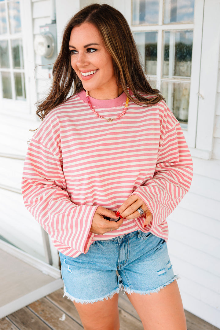 Aemi  Stripe Long Sleeve Top - Pink
