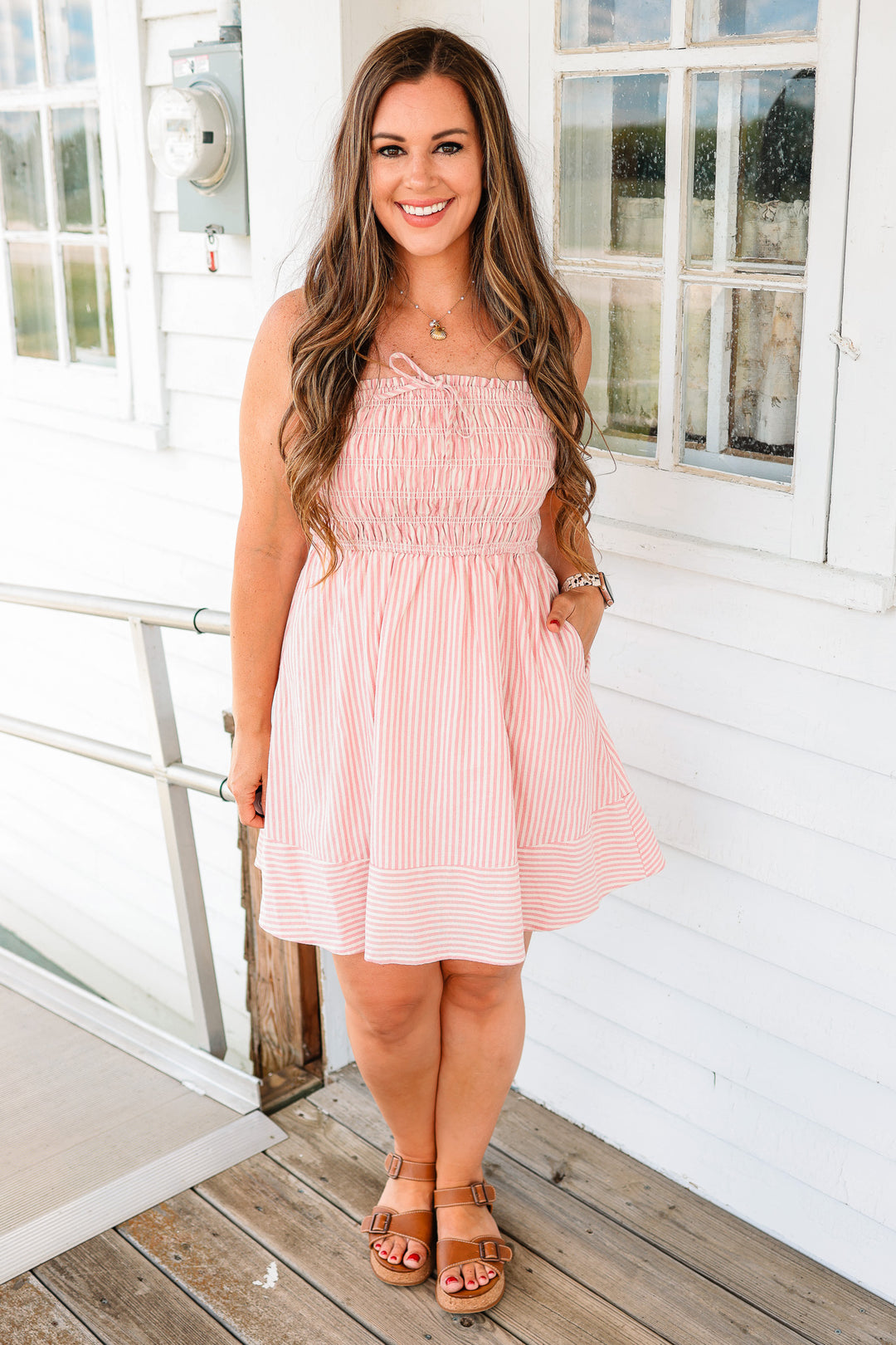 Dessa Striped Mini Dress - Pink