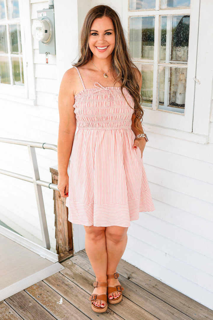 Dessa Striped Mini Dress - Pink
