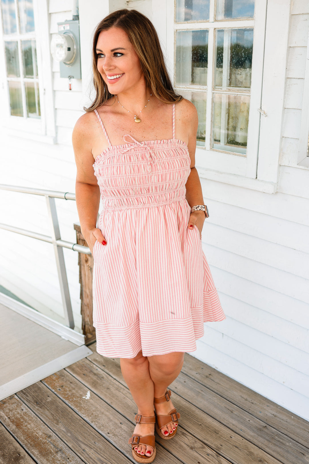Dessa Striped Mini Dress - Pink
