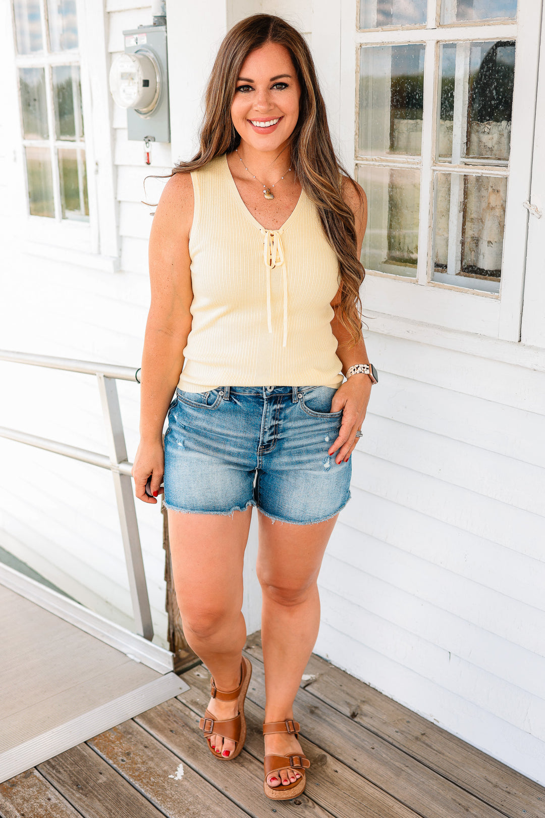 Edith V-Neck Ribbed Sweater Tank