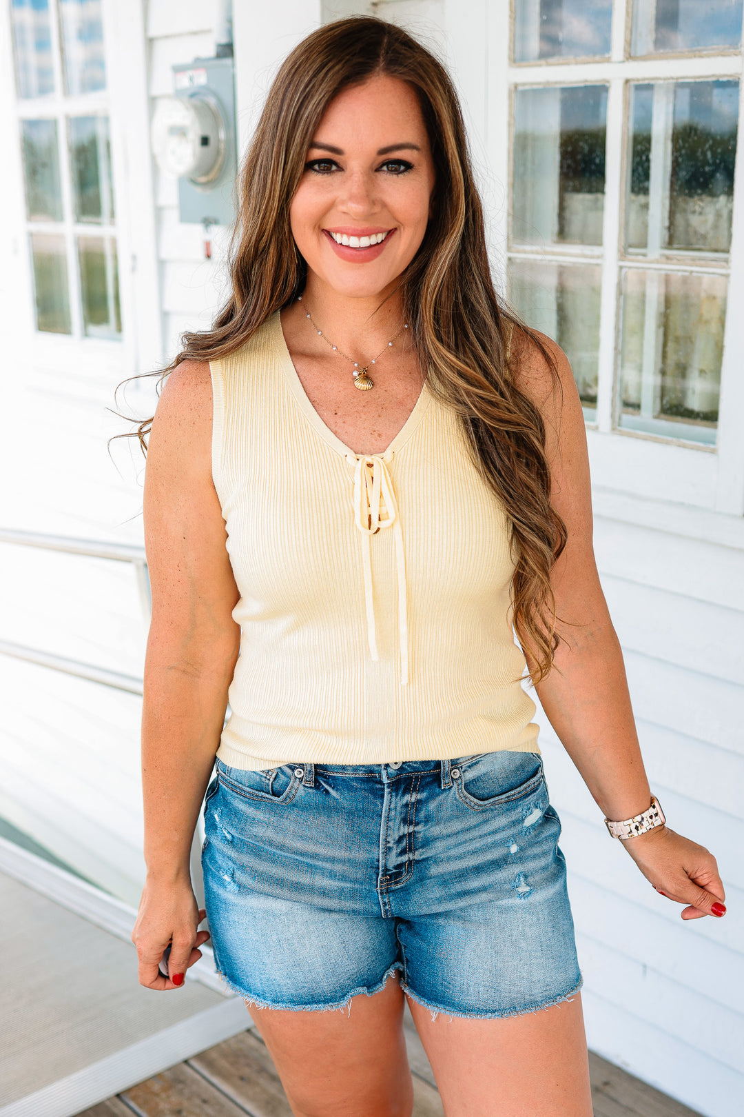 Edith V-Neck Ribbed Sweater Tank