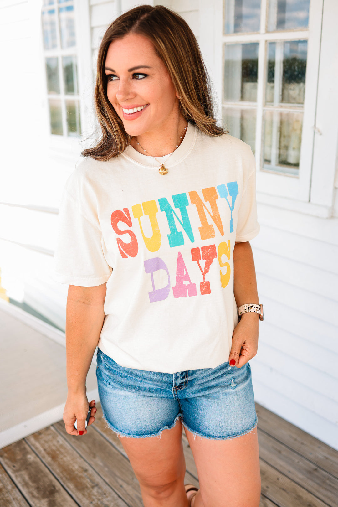 Colorful Sunny Days Graphic Tee - Ivory
