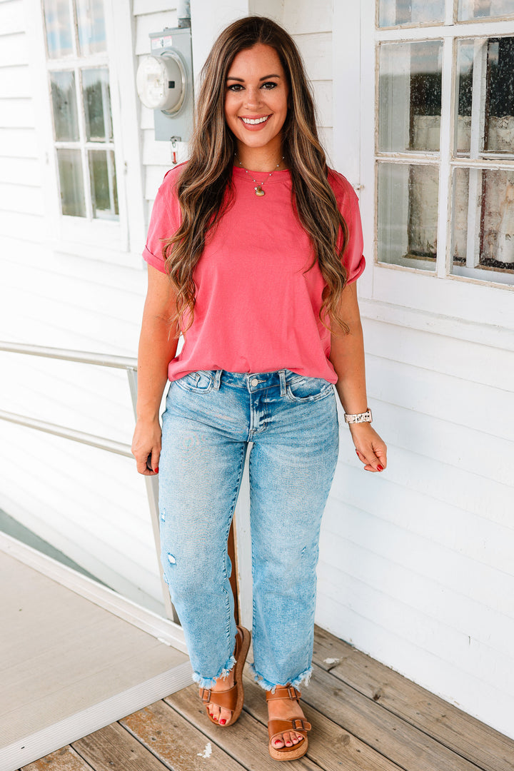 Vervet: Raven Raw Hem Slim Wide Jeans
