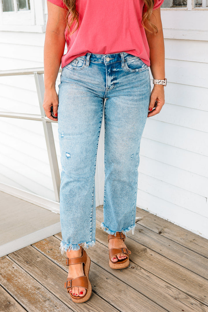 Vervet: Raven Raw Hem Slim Wide Jeans