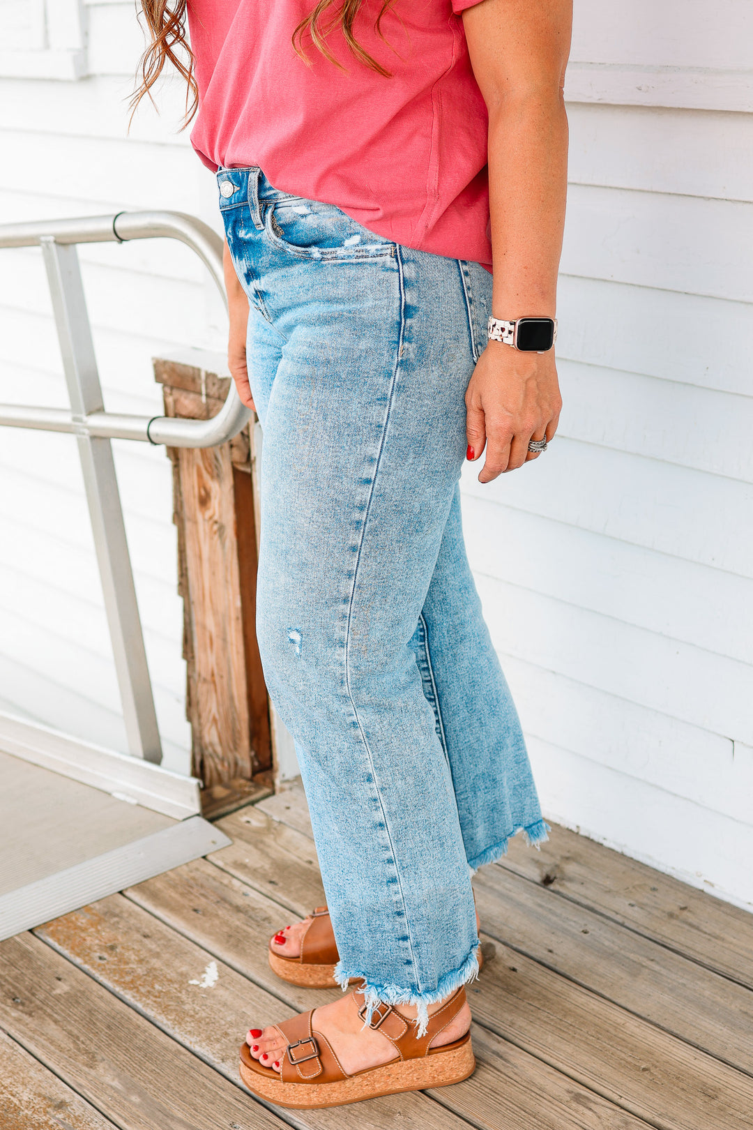 Vervet: Raven Raw Hem Slim Wide Jeans