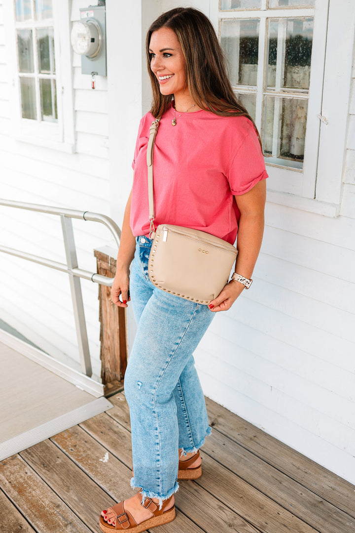 Pebble Sabrina Studded Bum Bag - Taupe