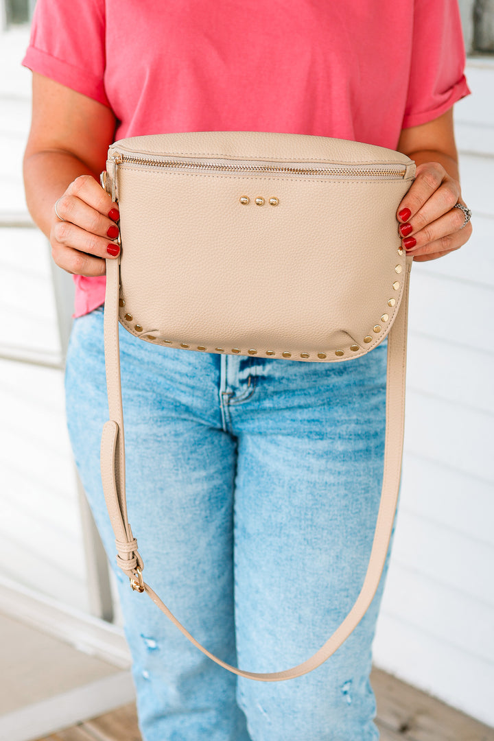 Pebble Sabrina Studded Bum Bag - Taupe