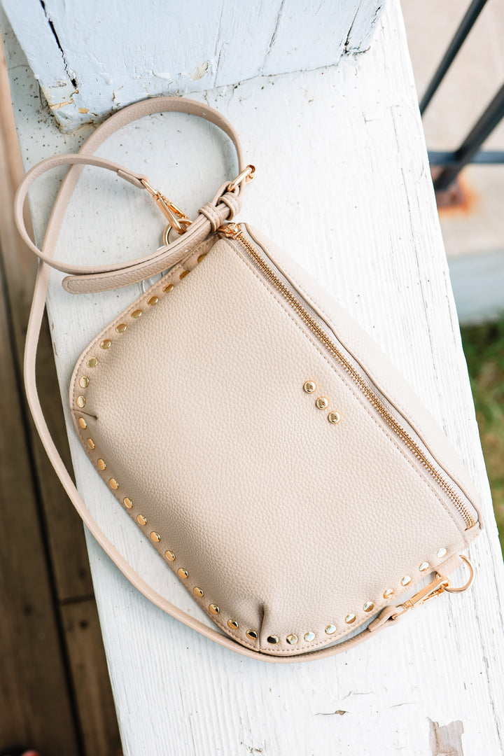 Pebble Sabrina Studded Bum Bag - Taupe