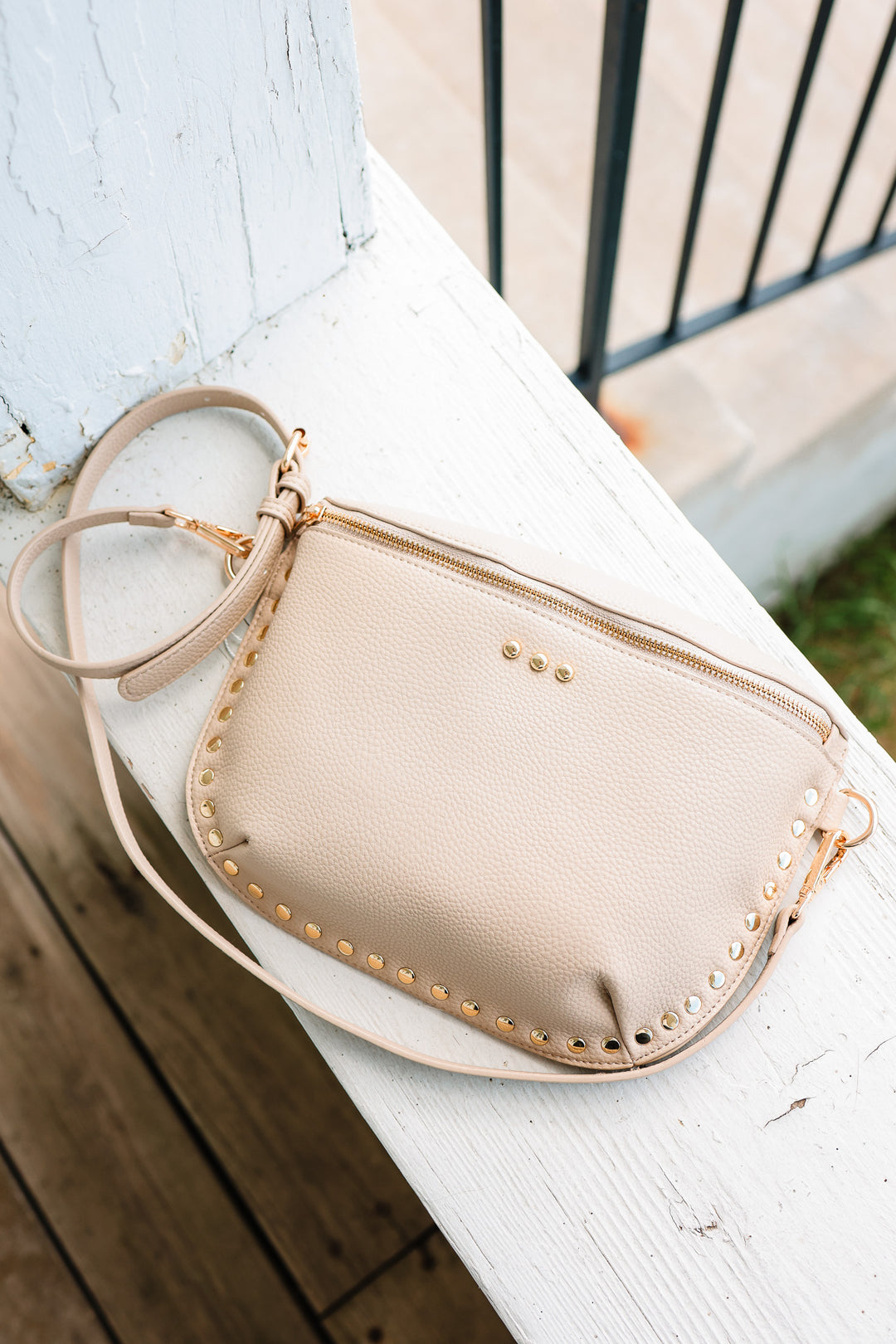 Pebble Sabrina Studded Bum Bag - Taupe
