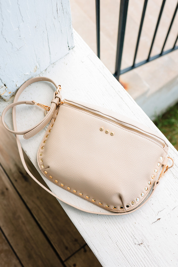 Pebble Sabrina Studded Bum Bag - Taupe