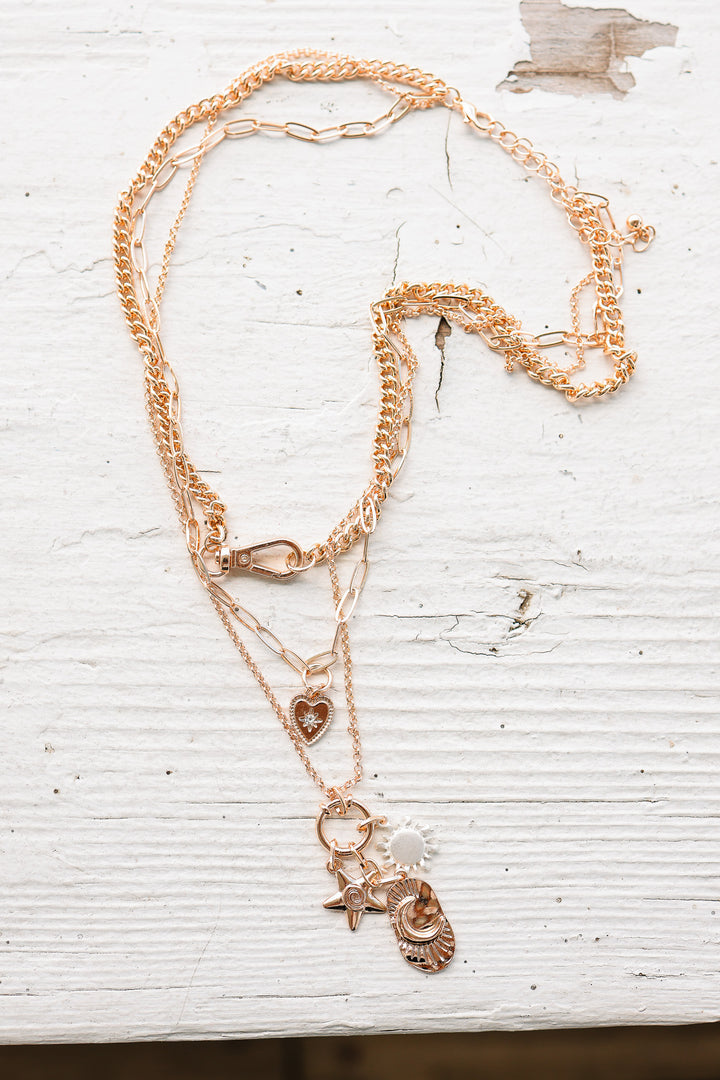 Celestial Star and Moon Charm Necklace