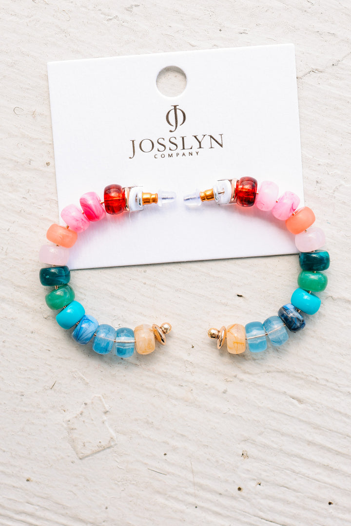 Rainbow Beaded Hoop Earrings