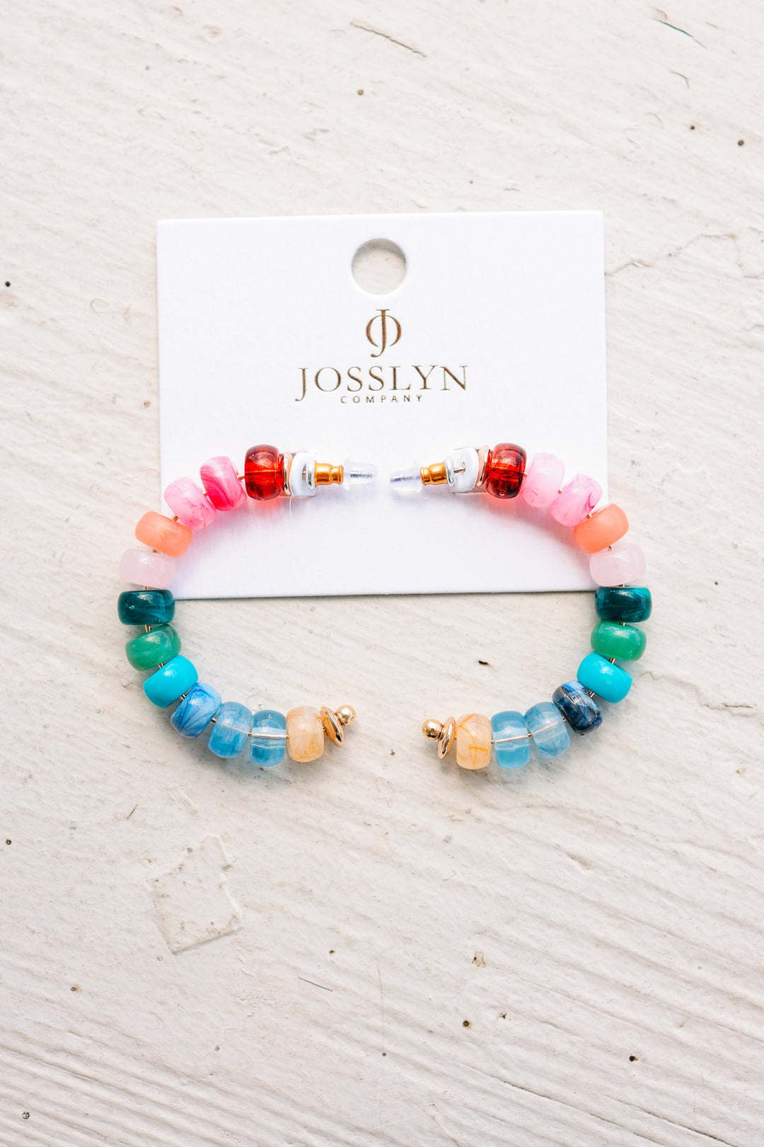 Rainbow Beaded Hoop Earrings