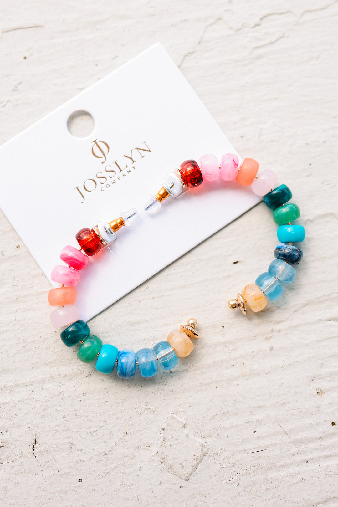Rainbow Beaded Hoop Earrings