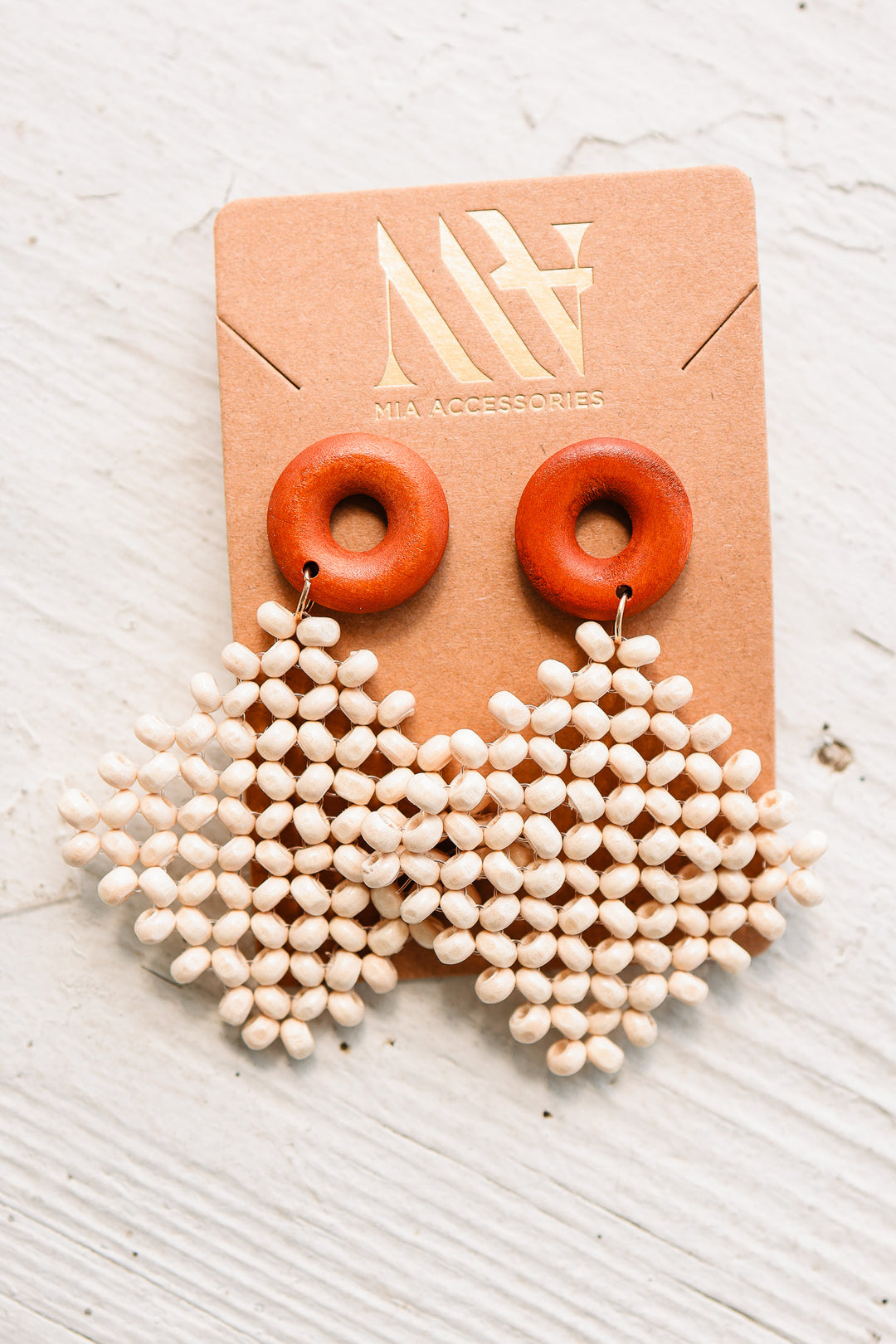 Boho Wood Bead Woven Earrings