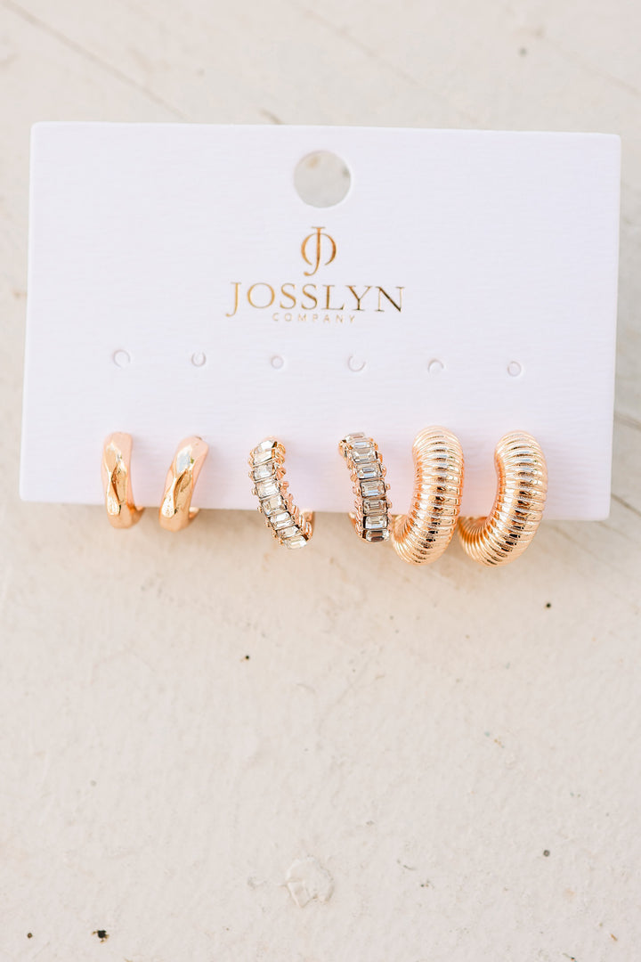 Alma Textured Hoop Earring Set