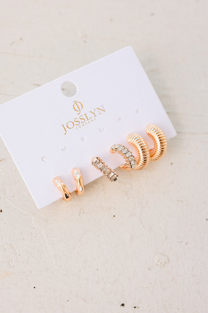 Alma Textured Hoop Earring Set