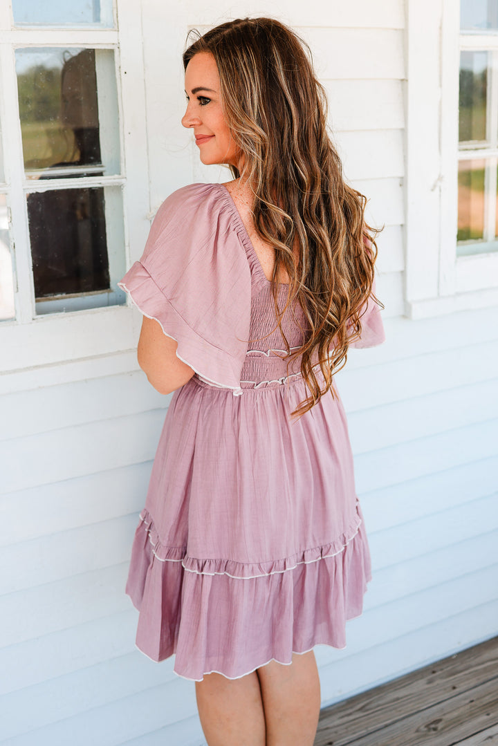 Solene Flutter Sleeve Mini Dress
