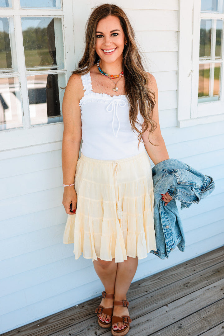 Palmer Tiered Midi Skirt - Butter
