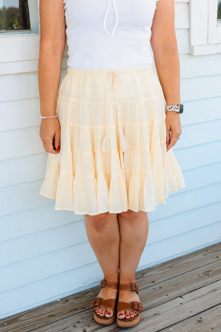 Palmer Tiered Midi Skirt - Butter