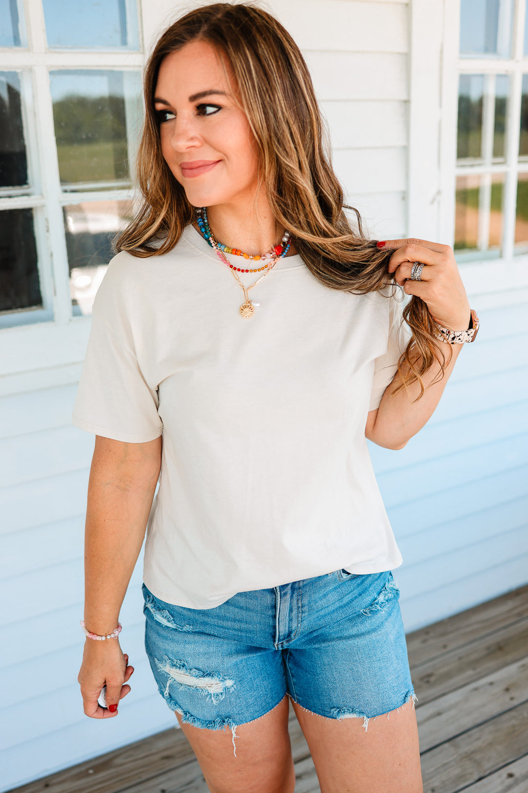 Trish Crop T-Shirt - Stone