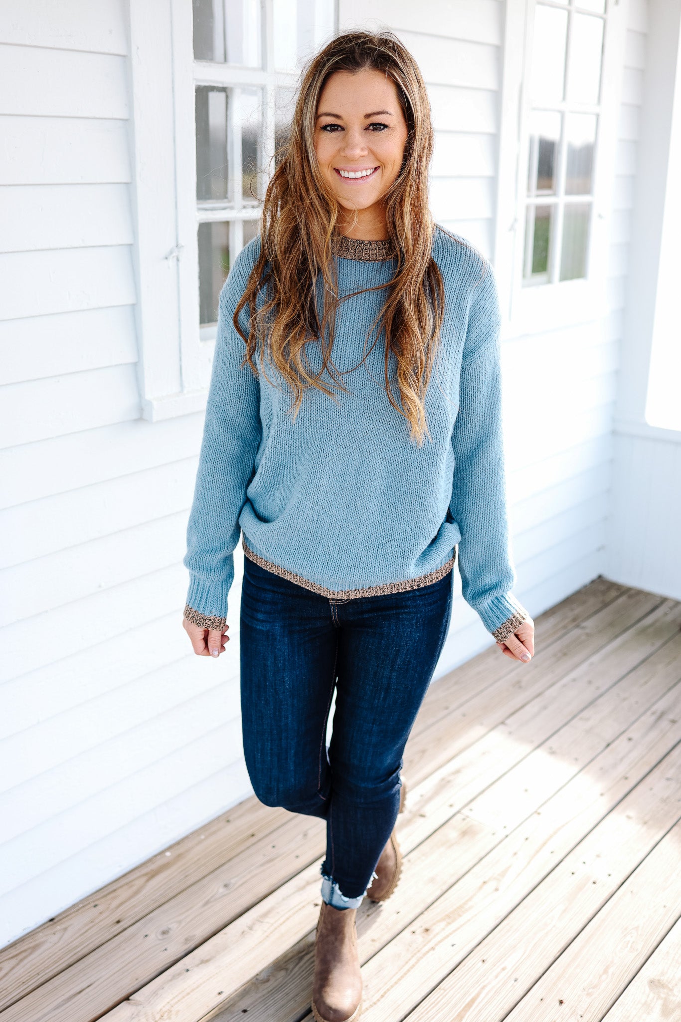 Maeve Two-Toned Sweater - Blue