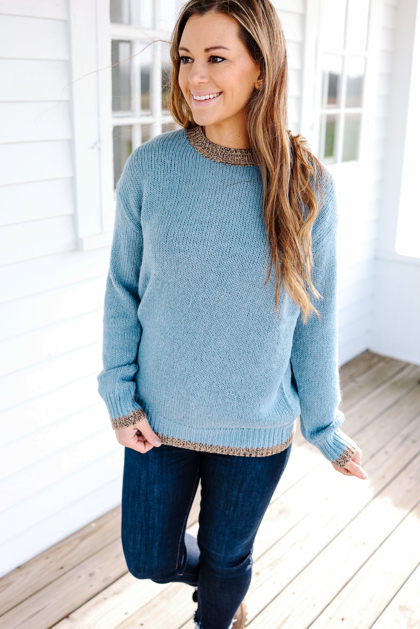 Maeve Two-Toned Sweater - Blue
