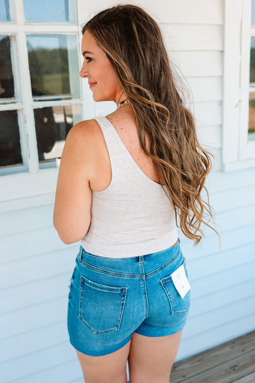Laine V-Neck Crop Tank - Oatmeal