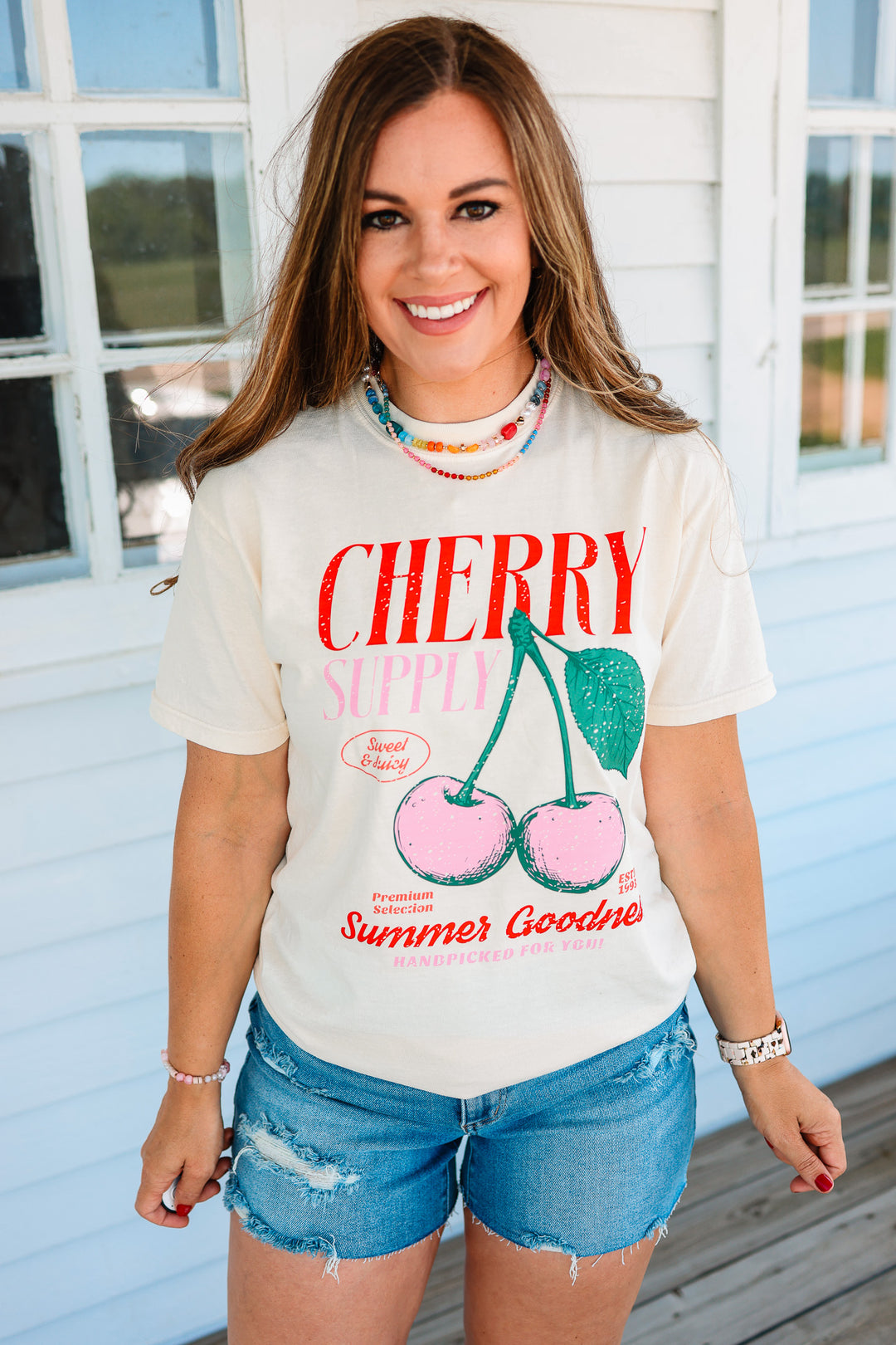 Retro Fruit Market Graphic Tees - Ivory