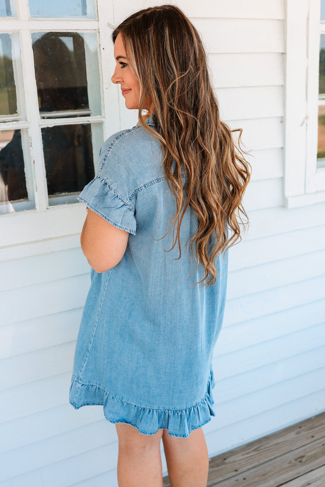 Scarlett Ruffle Denim Dress