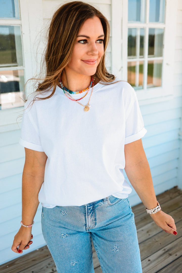 Mali Baby Tee Short Sleeve Top - White