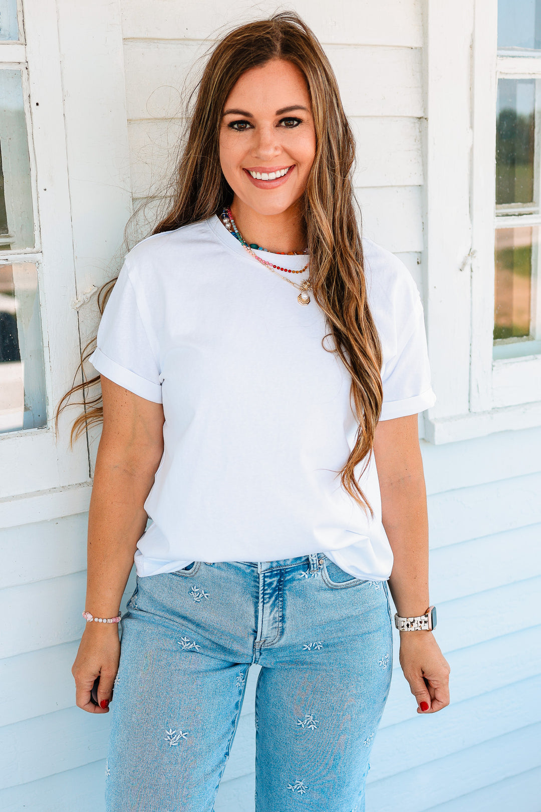 Mali Baby Tee Short Sleeve Top - White