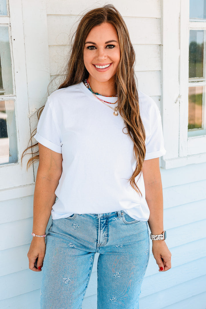 Mali Baby Tee Short Sleeve Top - White