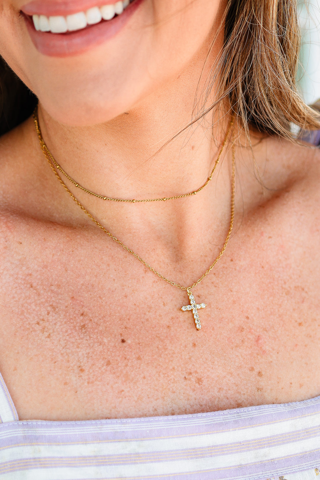Cross Layered Chain Necklace