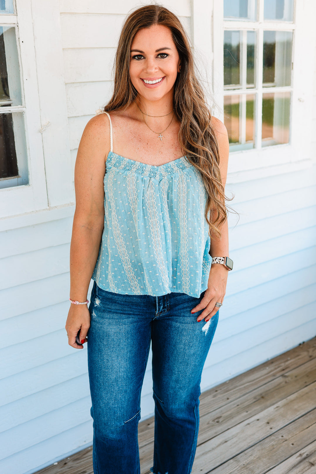 Shiloh Lace Swing Cami - Blue