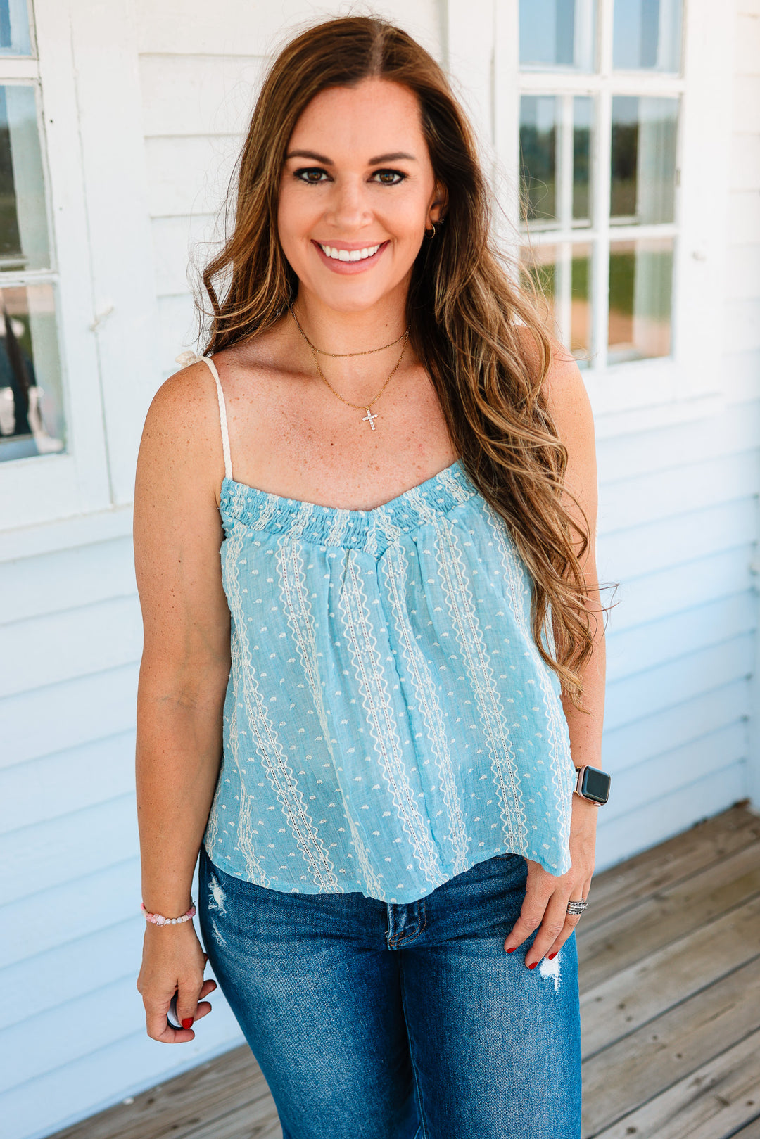 Shiloh Lace Swing Cami - Blue