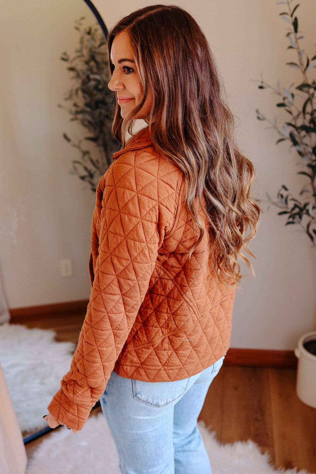 Quinn Half Zip Quilted Sweatshirt - Copper