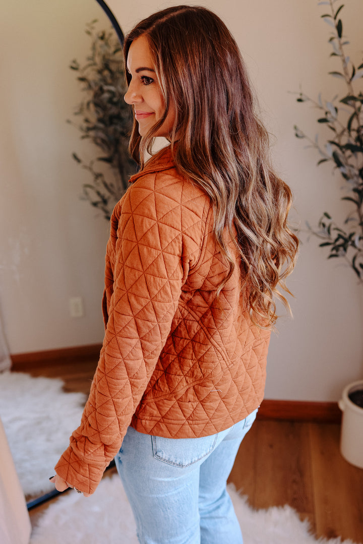 Quinn Half Zip Quilted Sweatshirt - Copper