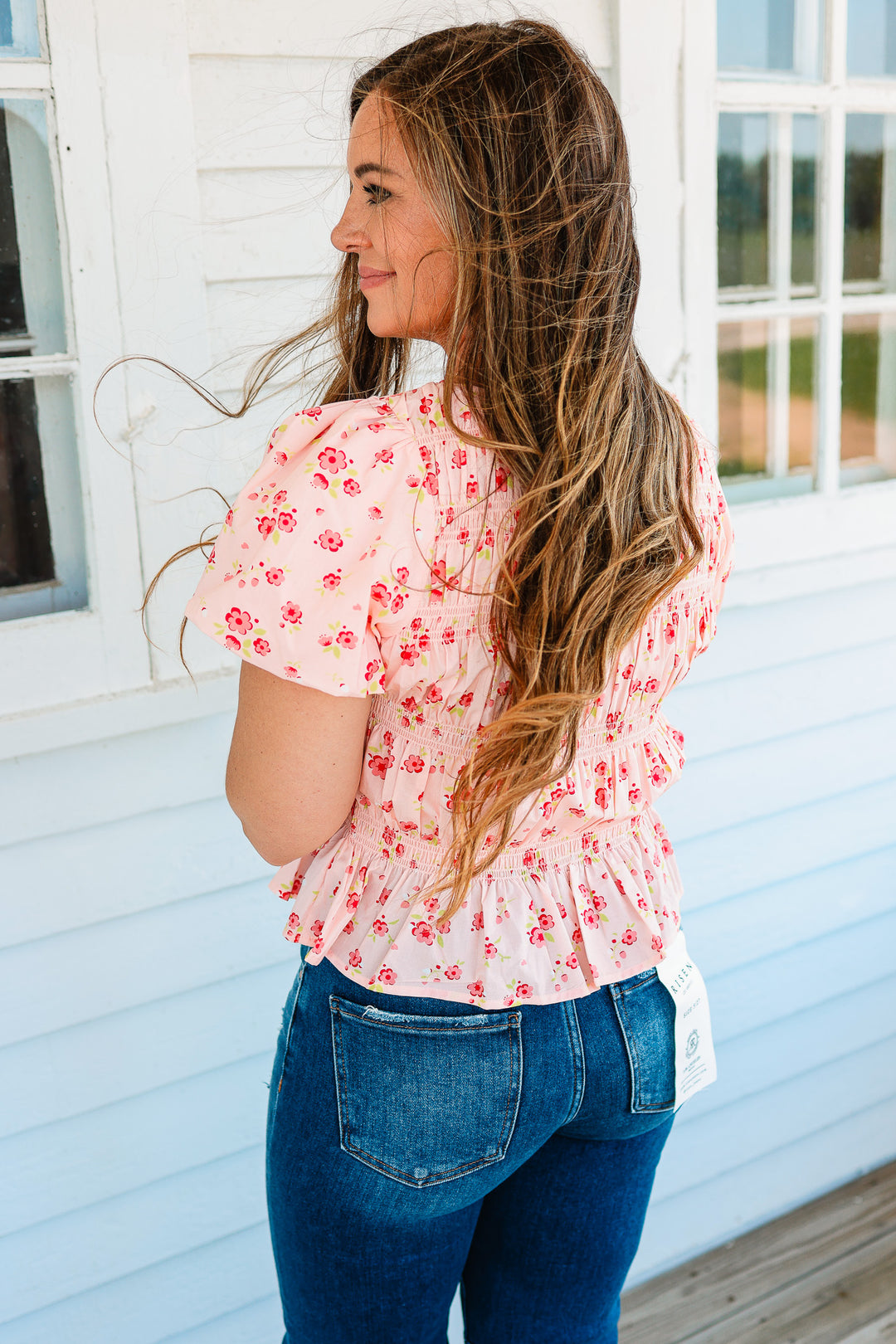 Abby Smocked Balloon Sleeve Top