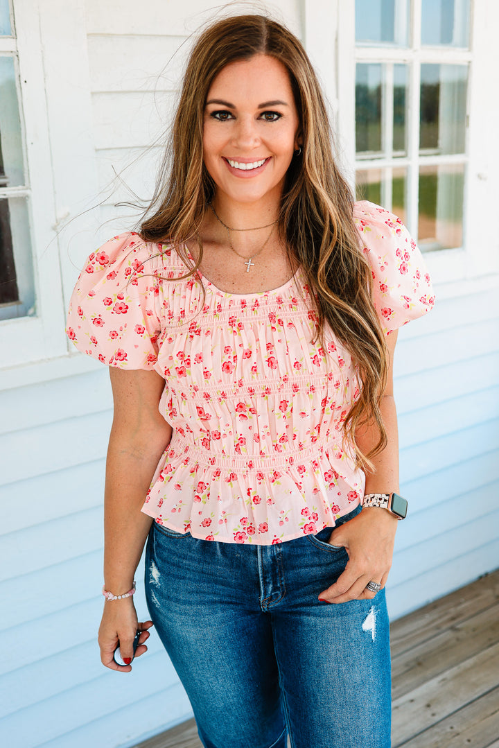 Abby Smocked Balloon Sleeve Top