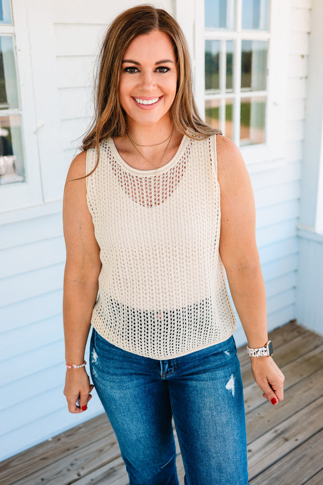 Tansy Open Stitch Sweater Tank Top