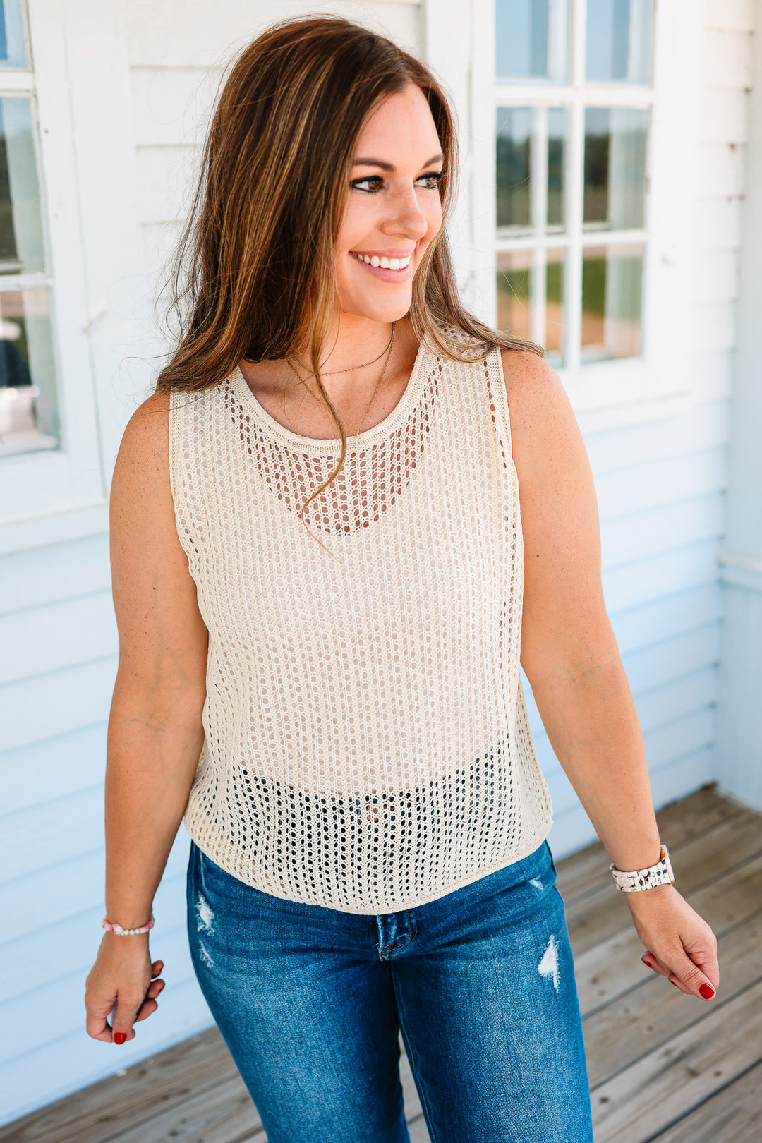 Tansy Open Stitch Sweater Tank Top