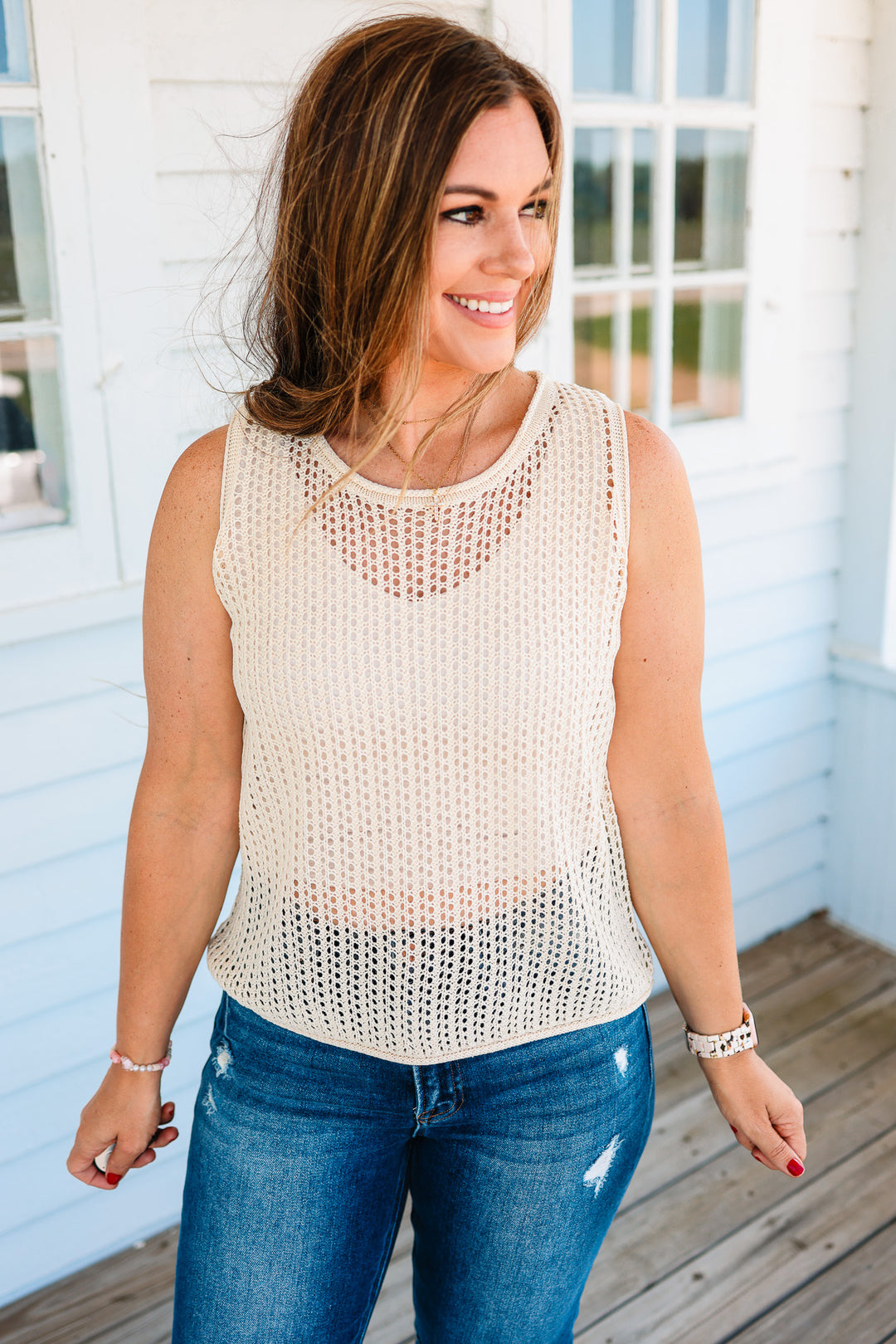 Tansy Open Stitch Sweater Tank Top