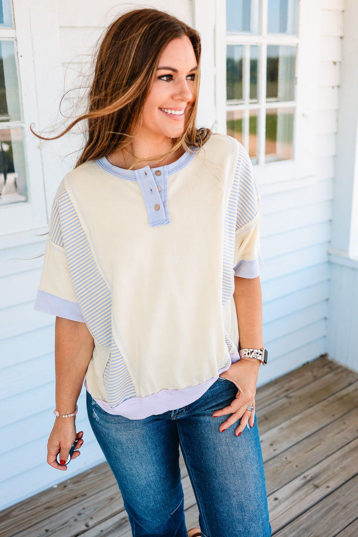 Claire Colorblock Henley Top