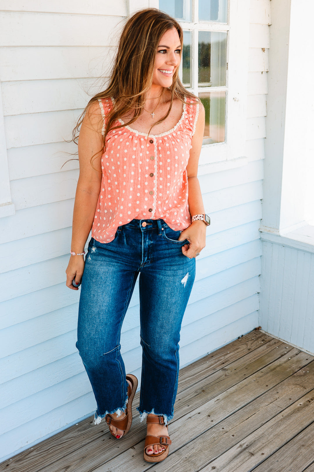 RISEN: MACI HIGH RISE CROP STRAIGHT JEANS - DARK WASH