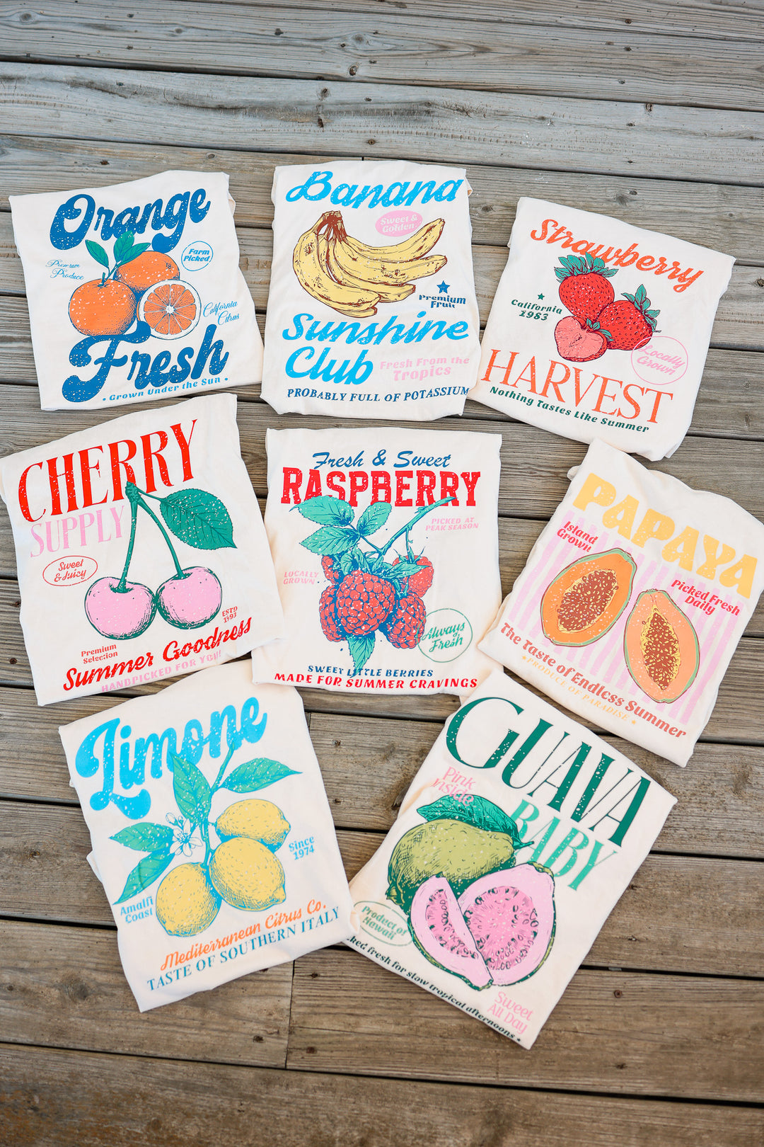 Retro Fruit Market Graphic Tees - Ivory