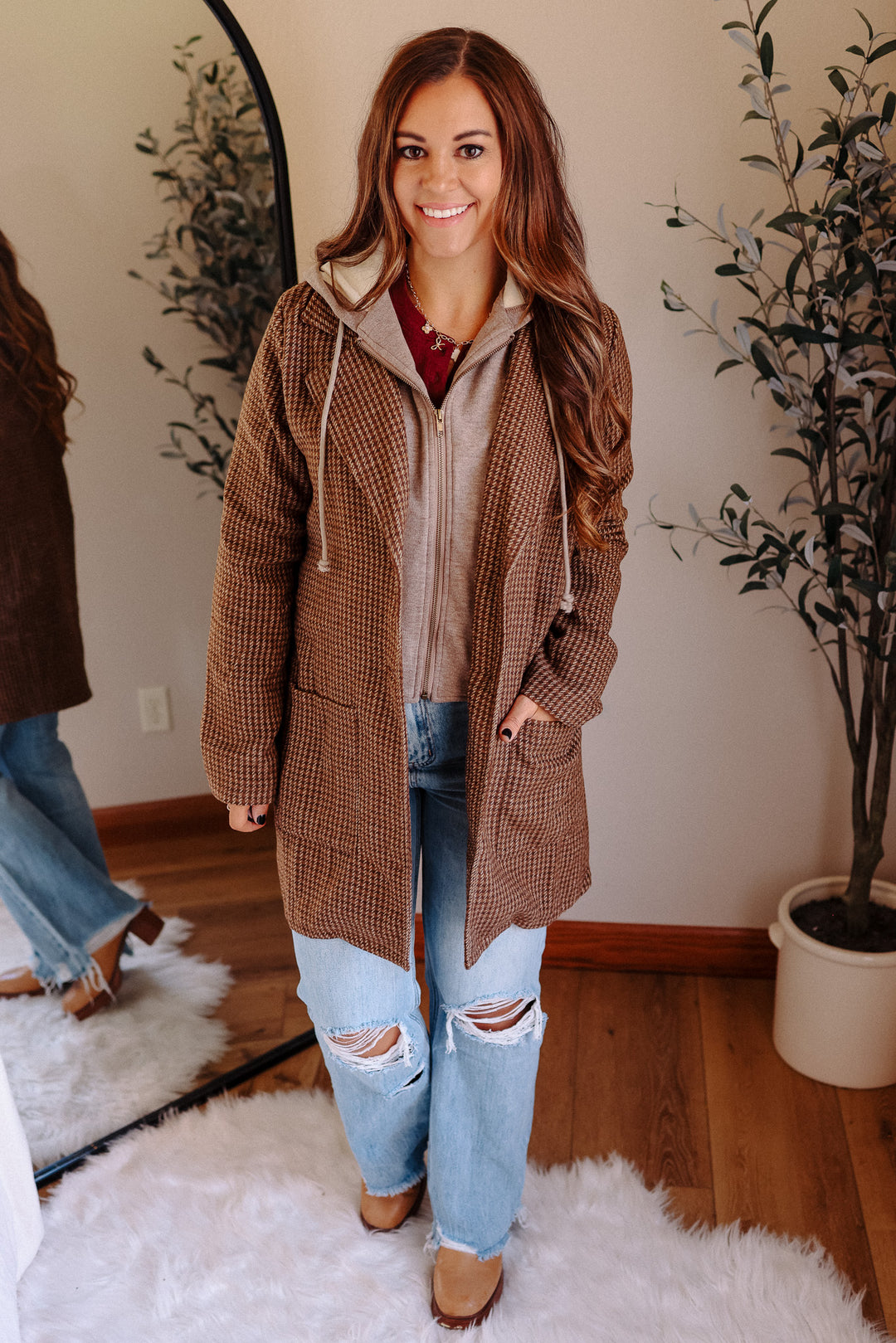 Teagan Detachable Hoodie Coat - Caramel