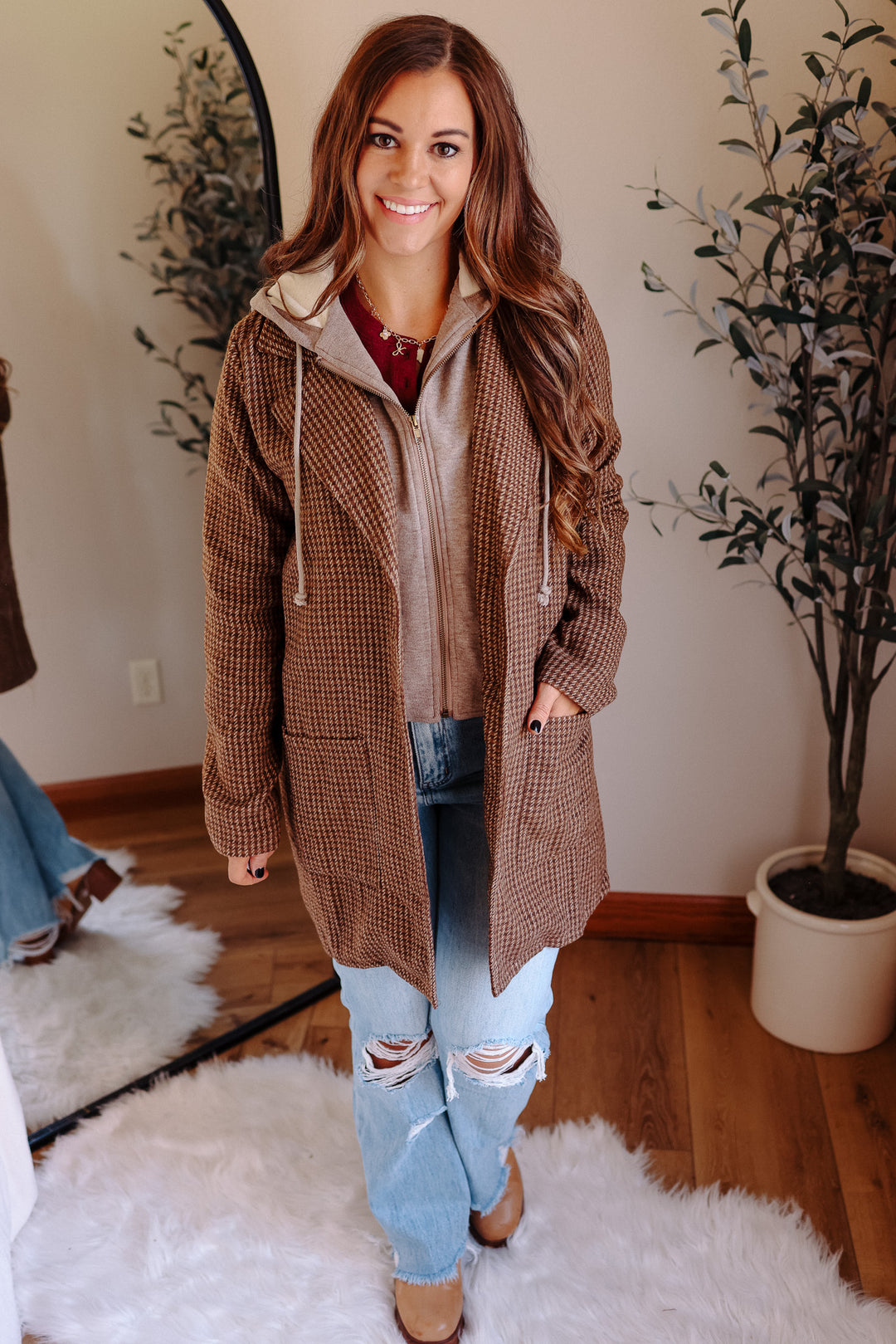Teagan Detachable Hoodie Coat - Caramel